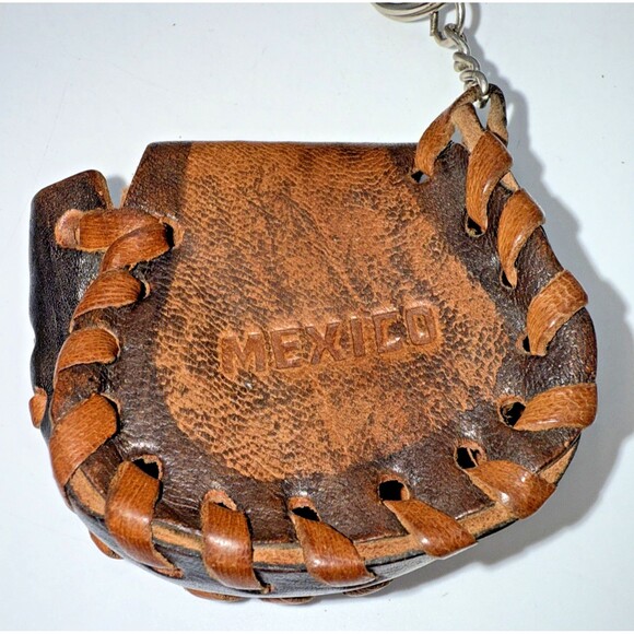 Vintage Handcrafted Tooled Leather Keychains Coin Purse, Shoe, Canteen Mexico - Picture 4 of 9